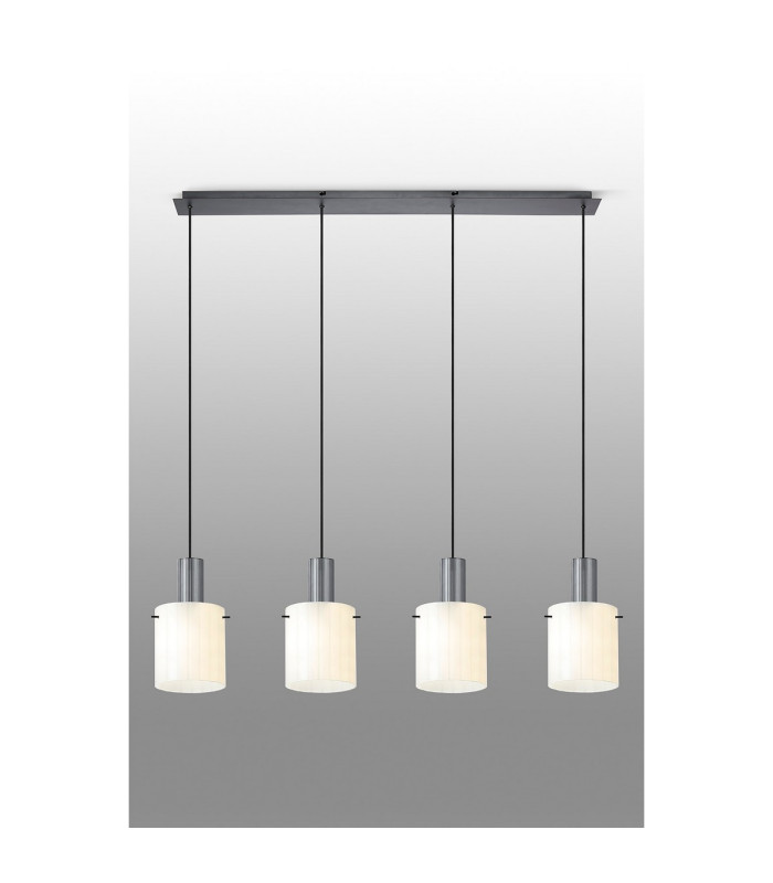 Hudson Linear Pendant 4 Light Adjustable E27 Dark Grey/Gloss White Wide Line Glass-11