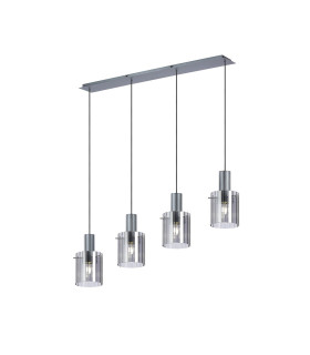 Hudson Linear Pendant 4 Light Adjustable E27 Dark Grey/Smoke Wide Line Glass-1