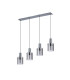 Hudson Linear Pendant 4 Light Adjustable E27 Dark Grey/Smoke Wide Line Glass-4