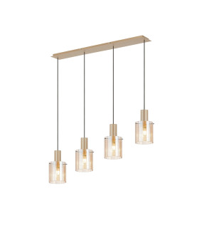 Hudson Linear Pendant 4 Light Adjustable E27 Light Gold/Amber Wide Line Glass-1