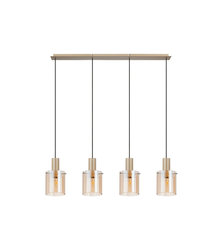 Hudson Linear Pendant 4 Light Adjustable E27 Light Gold/Amber Wide Line Glass-6