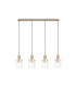 Hudson Linear Pendant 4 Light Adjustable E27 Light Gold/Clear Wide Line Glass-5