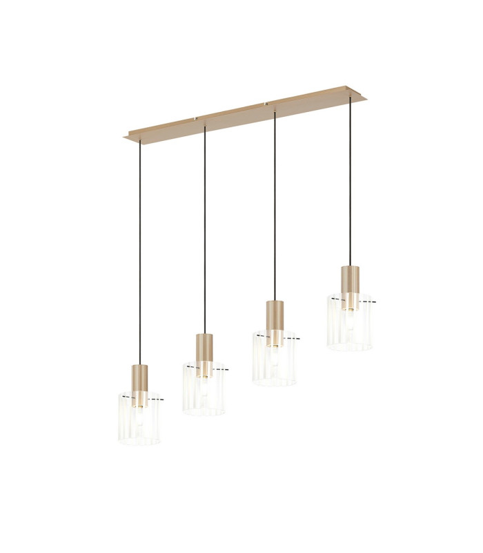 Hudson Linear Pendant 4 Light Adjustable E27 Light Gold/Frosted/Clear Wide Line Glass-1