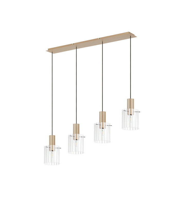 Hudson Linear Pendant 4 Light Adjustable E27 Light Gold/Frosted/Clear Wide Line Glass-4