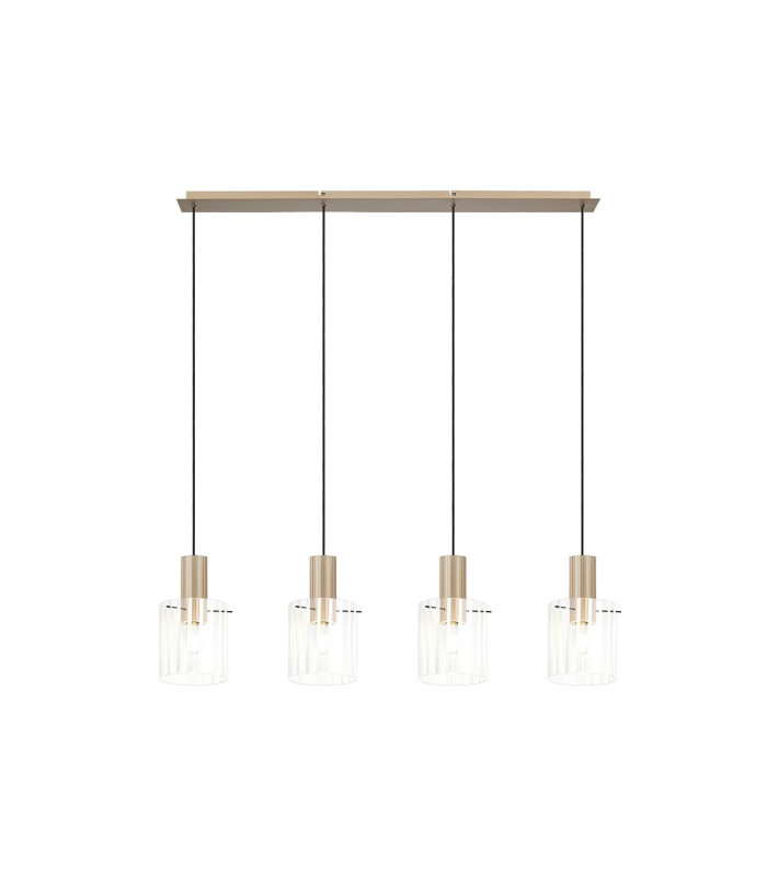 Hudson Linear Pendant 4 Light Adjustable E27 Light Gold/Frosted/Clear Wide Line Glass-5