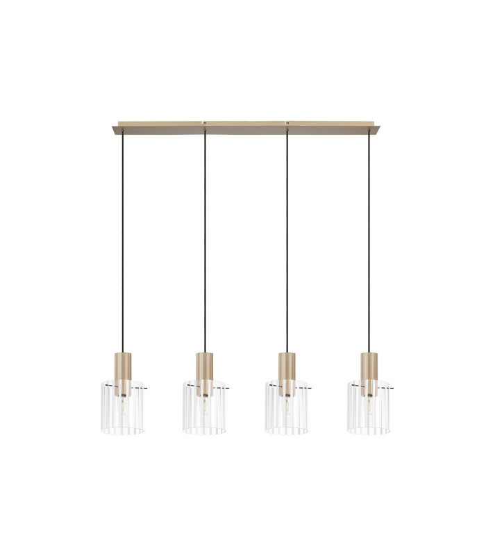 Hudson Linear Pendant 4 Light Adjustable E27 Light Gold/Frosted/Clear Wide Line Glass-6