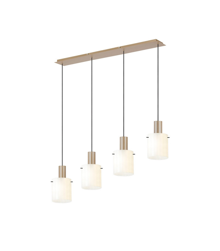 Hudson Linear Pendant 4 Light Adjustable E27 Light Gold/Gloss White Wide Line Glass-1