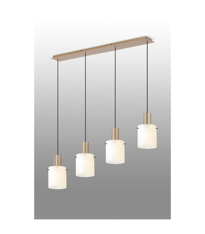Hudson Linear Pendant 4 Light Adjustable E27 Light Gold/Gloss White Wide Line Glass-3