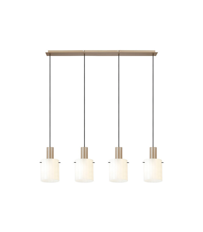 Hudson Linear Pendant 4 Light Adjustable E27 Light Gold/Gloss White Wide Line Glass-5