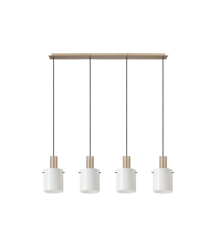 Hudson Linear Pendant 4 Light Adjustable E27 Light Gold/Gloss White Wide Line Glass-6