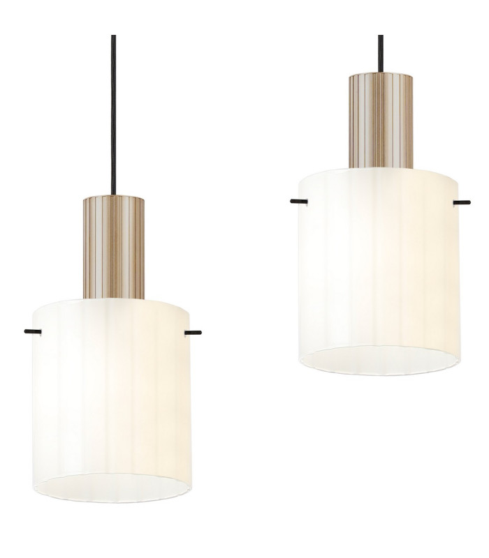 Hudson Linear Pendant 4 Light Adjustable E27 Light Gold/Gloss White Wide Line Glass-9