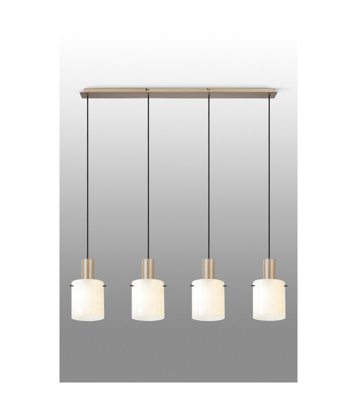 Hudson Linear Pendant 4 Light Adjustable E27 Light Gold/Gloss White Wide Line Glass-11