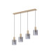 Hudson Linear Pendant 4 Light Adjustable E27 Light Gold/Smoke Wide Line Glass-4