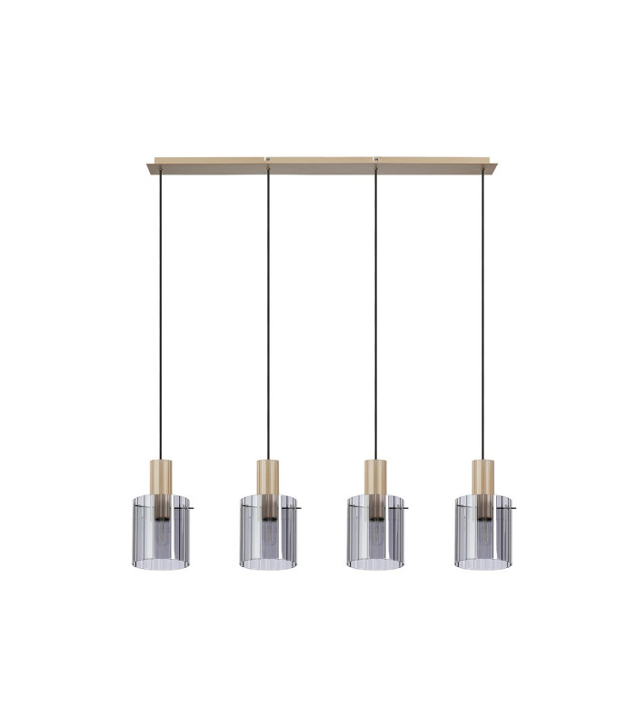 Hudson Linear Pendant 4 Light Adjustable E27 Light Gold/Smoke Wide Line Glass-6