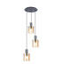 Hudson 49.5cm Round Pendant 3 Light Adjustable E27 Dark Grey/Amber Narrow Line Glass-1