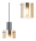 Hudson 49.5cm Round Pendant 3 Light Adjustable E27 Dark Grey/Amber Narrow Line Glass-7