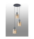 Hudson 49.5cm Round Pendant 3 Light Adjustable E27 Dark Grey/Amber Narrow Line Glass-8