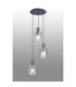 Hudson 49.5cm Round Pendant 3 Light Adjustable E27 Dark Grey/Clear Narrow Line Glass-3