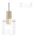Hudson 49.5cm Round Pendant 3 Light Adjustable E27 Light Gold/Clear Narrow Line Glass-7
