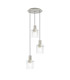 Hudson 49.5cm Round Pendant 3 Light Adjustable E27 Beige Stone/Clear Wide Line Glass-1