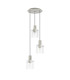 Hudson 49.5cm Round Pendant 3 Light Adjustable E27 Beige Stone/Clear Wide Line Glass-4