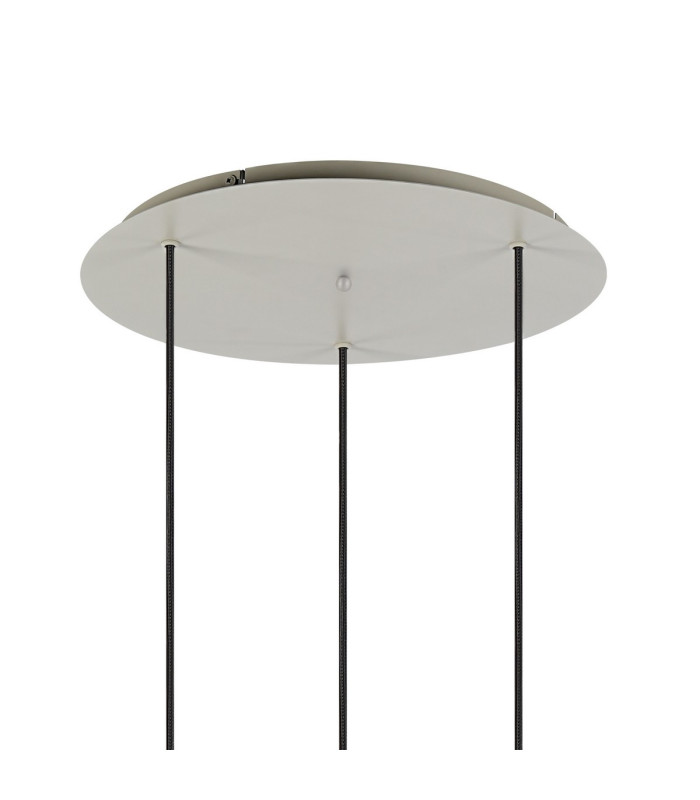 Hudson 49.5cm Round Pendant 3 Light Adjustable E27 Beige Stone/Clear Wide Line Glass-5