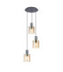 Hudson 49.5cm Round Pendant 3 Light Adjustable E27 Dark Grey/Amber Wide Line Glass-1