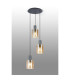 Hudson 49.5cm Round Pendant 3 Light Adjustable E27 Dark Grey/Amber Wide Line Glass-3