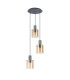 Hudson 49.5cm Round Pendant 3 Light Adjustable E27 Dark Grey/Amber Wide Line Glass-4