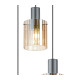Hudson 49.5cm Round Pendant 3 Light Adjustable E27 Dark Grey/Amber Wide Line Glass-6