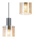 Hudson 49.5cm Round Pendant 3 Light Adjustable E27 Dark Grey/Amber Wide Line Glass-7