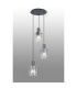 Hudson 49.5cm Round Pendant 3 Light Adjustable E27 Dark Grey/Clear Wide Line Glass-3