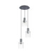 Hudson 49.5cm Round Pendant 3 Light Adjustable E27 Dark Grey/Clear Wide Line Glass-4