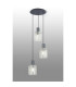 Hudson 49.5cm Round Pendant 3 Light Adjustable E27 Dark Grey/Frosted/Clear Wide Line Glass-3