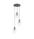 Hudson 49.5cm Round Pendant 3 Light Adjustable E27 Dark Grey/Frosted/Clear Wide Line Glass-4