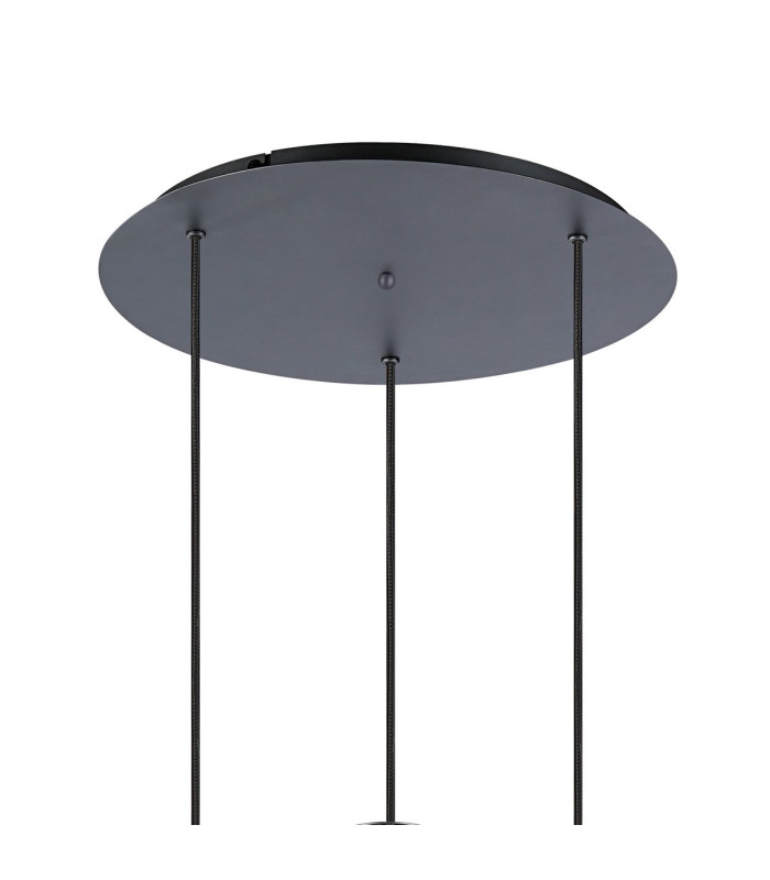 Hudson 49.5cm Round Pendant 3 Light Adjustable E27 Dark Grey/Frosted/Clear Wide Line Glass-5