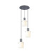 Hudson 49.5cm Round Pendant 3 Light Adjustable E27 Dark Grey/Gloss White Wide Line Glass-1