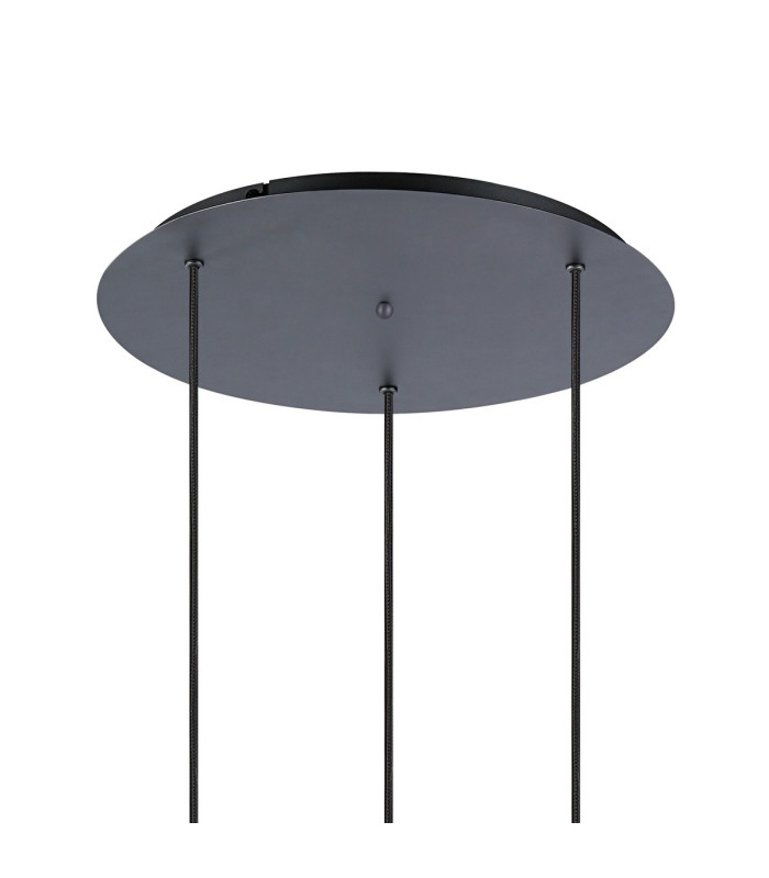 Hudson 49.5cm Round Pendant 3 Light Adjustable E27 Dark Grey/Gloss White Wide Line Glass-5