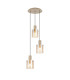 Hudson 49.5cm Round Pendant 3 Light Adjustable E27 Light Gold/Amber Wide Line Glass-1