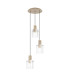 Hudson 49.5cm Round Pendant 3 Light Adjustable E27 Light Gold/Clear Wide Line Glass-1