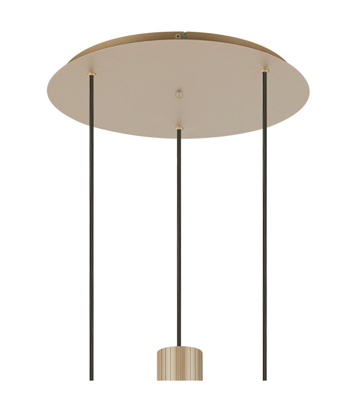 Hudson 49.5cm Round Pendant 3 Light Adjustable E27 Light Gold/Clear Wide Line Glass-5