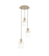 Hudson 49.5cm Round Pendant 3 Light Adjustable E27 Light Gold/Frosted/Clear Wide Line Glass-1
