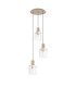 Hudson 49.5cm Round Pendant 3 Light Adjustable E27 Light Gold/Frosted/Clear Wide Line Glass-4