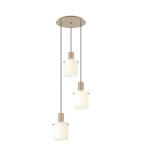 Hudson 49.5cm Round Pendant 3 Light Adjustable E27 Light Gold/Gloss White Wide Line Glass-1