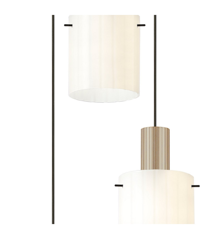 Hudson 49.5cm Round Pendant 3 Light Adjustable E27 Light Gold/Gloss White Wide Line Glass-6