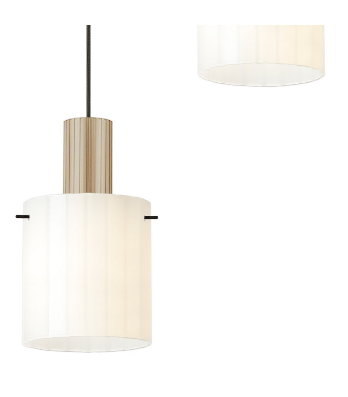 Hudson 49.5cm Round Pendant 3 Light Adjustable E27 Light Gold/Gloss White Wide Line Glass-7