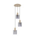 Hudson 49.5cm Round Pendant 3 Light Adjustable E27 Light Gold/Smoke Wide Line Glass-5