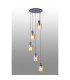 Hudson 66cm Round Pendant 5 Light Adjustable E27 Dark Grey/Amber Narrow Line Glass-3