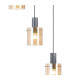 Hudson 66cm Round Pendant 5 Light Adjustable E27 Dark Grey/Amber Narrow Line Glass-7