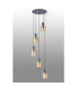 Hudson 66cm Round Pendant 5 Light Adjustable E27 Dark Grey/Amber Narrow Line Glass-8